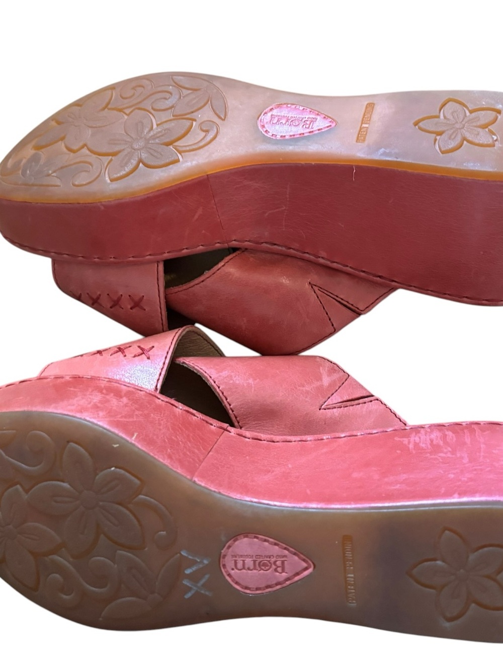 Born Pink Leather Crisscross Slide Mules with Buckle - Picture 12 of 13
